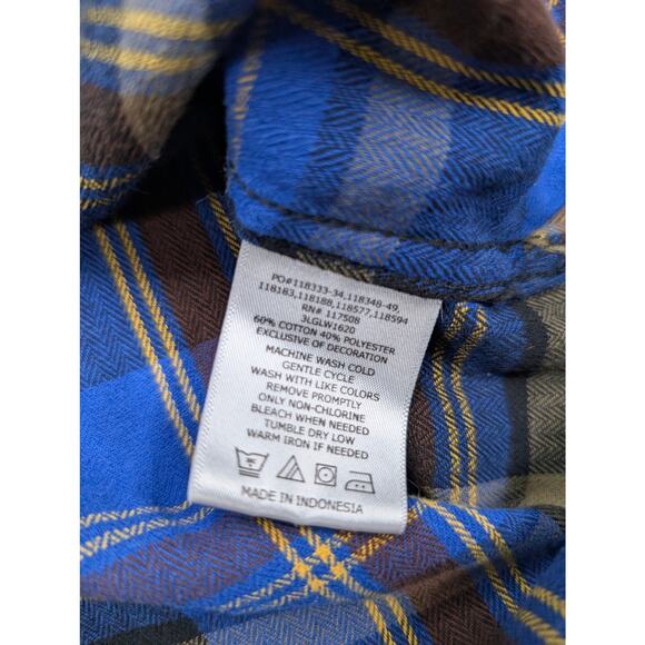 Levi's Mens Plaid Flannel Button Up Shirt Medium Long Sleeve Western Blue - Picture 6 of 7